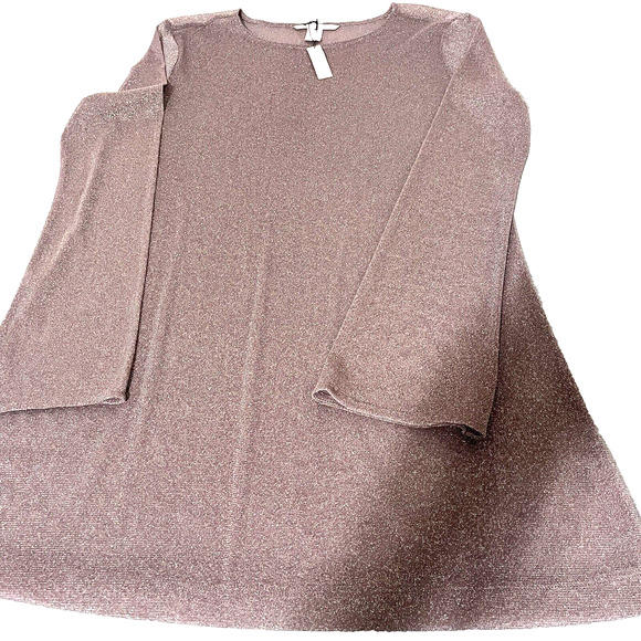 NWT Womens Top Mesh Sheer New Year Metallic Shimmer Long Sleeve Sexy Club Fairy - Picture 5 of 10